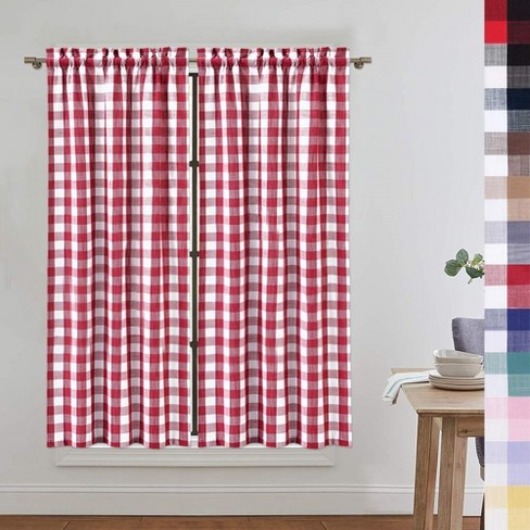 Trinity Buffalo Check Plaid Cotton Blend Kitchen Curtains