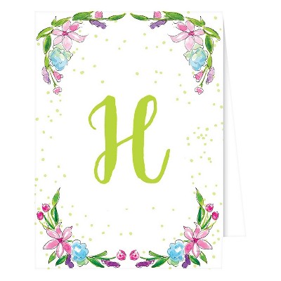 10ct "H" Monogram Floral Crest Note Cards Collections White
