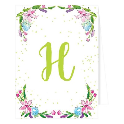 10ct "H" Monogram Floral Crest Note Cards Collections White