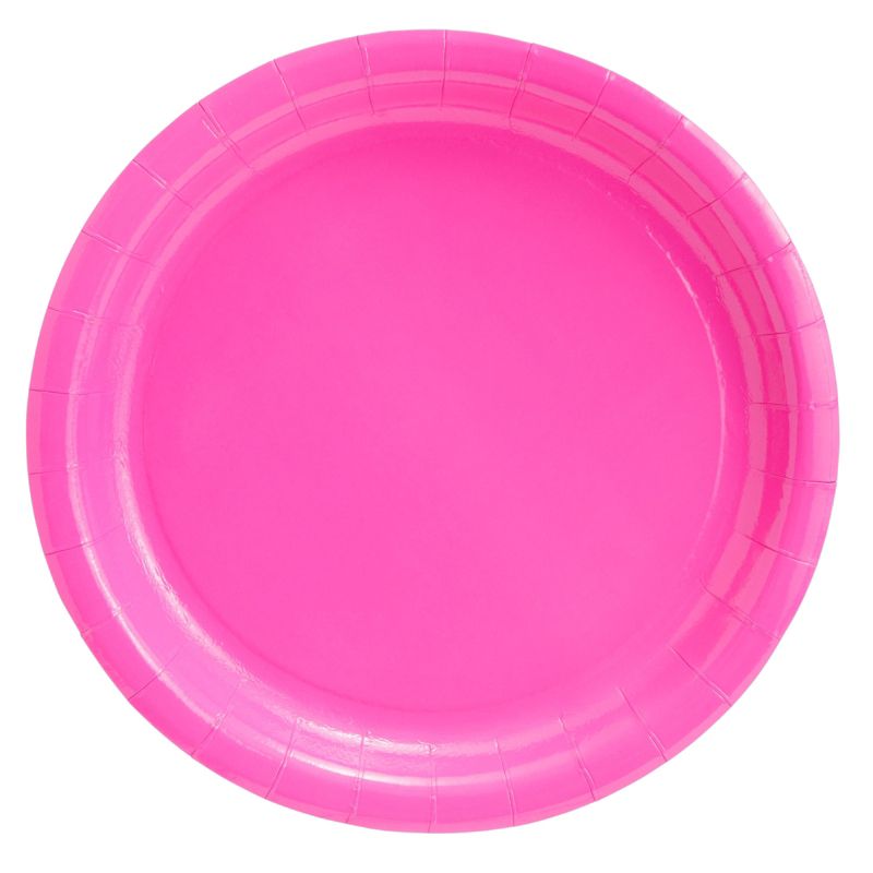 Juvale 72 Pieces of Hot Pink Party Supplies with Paper Plates, Cups, and Napkins for Birthday Decorations, Serves 24, 3 of 9