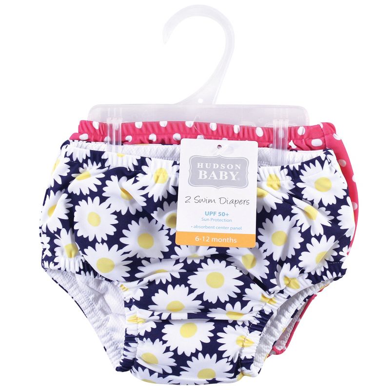 Hudson Baby Infant and Toddler Girl Swim Diapers, Daisy, 3 of 6