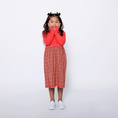 Mixed Up Clothing Girls Long Sleeve Ruffle Trim Dress
