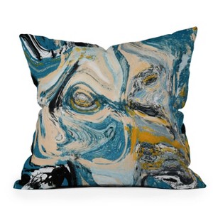 18"x18" Deny Designs Alyssa Hamilton Art Tide Outdoor Throw Pillow Blue/Yellow: UV & Mildew Resistant, Abstract Design - 1 of 4