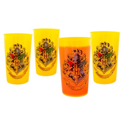 Silver Buffalo Harry Potter Hogwarts 20-Ounce Plastic Color-Changing Cups | Set of 4