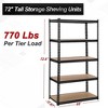 5-Tier Heavy-Duty Metal Storage Rack, Adjustable Utility Shelving Unit for Garage, Warehouse, Pantry, Kitchen, 48" L x 18" W x 73" H - 4 of 4