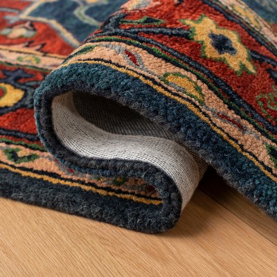 Heritage Blue and Red Hand-Tufted Wool Area Rug 4' x 6'