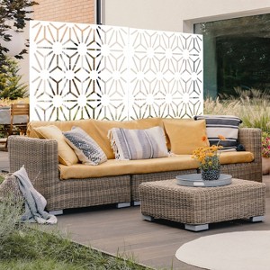 CAVINAS Patio Privacy Screen Modern Metal Fence Panels with Geometric Pattern for Garden Decor and Outdoor Decor, 76" H×48" W - 1 of 4