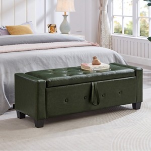 KTMBDW 48" Ottoman with Storage, Storage Ottoman Bench with Safety Hinge, Upholstered Entryway Bench with Seating for Bedroom, Living Room - 1 of 4