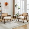 COZONY Mid-Century Accent Chair, Rattan Back, Linen Cushions, Wood Frame, Easy Assembly, Living Room, Bedroom, Apartment - 4 of 4