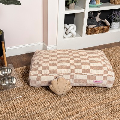 Medium Beige and Cream Polyester Bolster Pet Bed