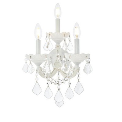 Elegant Lighting Maria Theresa 3 light white Wall Sconce Clear Royal Cut Crystal