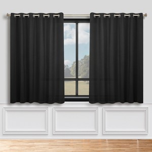 Classic Modern Solid Room Darkening Semi-Blackout Curtains, Grommets, Set of 2 by Blue Nile Mills - 1 of 4