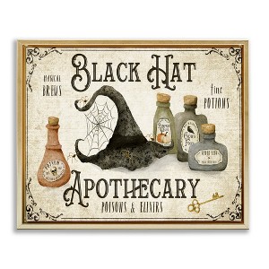 Stupell Industries Black Hat Apothecary Potions Framed Floater Canvas Wall Art - 1 of 4