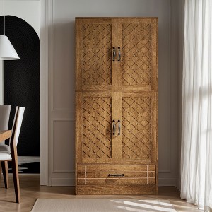 Hommoo 70 Inches Tall Bookcase with Cabinet and Drawer Brown - 1 of 4