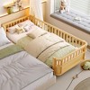 JUJABU Twin XL Size  Wood Platform Bed for Kids, with Safety Guardrails & Detachable Fence - 3 of 4