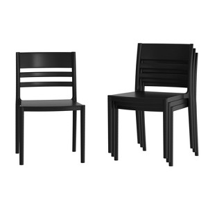 Flash Furniture Bridgeport Set of 4 Indoor-Outdoor Stacking Patio Chair with Slatted Backrest, Commercial All-Weather Resin Chair - 1 of 4