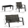 4 Piece Patio Furniture Set, 2 PE Wicker Chairs, Loveseat Sofa, Outdoor Coffee Table, Soft Cushions, Couch & Armchairs for Backyard, Garden - 3 of 4