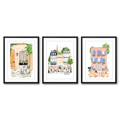 Americanflat 3 Piece 16x20 Wrapped Canvas Set - Portofino by Sabina Fenn -  Coastal Wall Art : Target