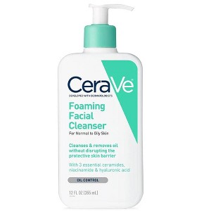 CeraVe Foaming Facial Cleanser Normal to Oily Skin, 12 oz - 1 of 2