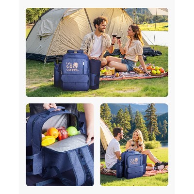 HBEZON 4-Person Picnic Backpack Bag with Cooler Compartment, Insulated for Fresh Food and Drinks, Durable and Comfortable — фото 4