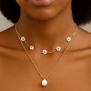 Gold Alloy Daisy & Pearl Modern Women's Necklace - 2 of 4