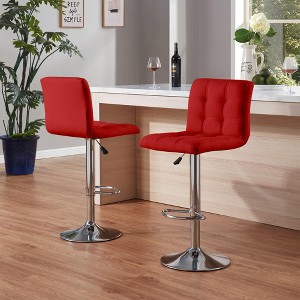 Bar Stools 1 Set of 2, Counter Height Bar Stools, Square Cushion Bar Stools with Back, Footstool, Cafe,  2 pieces - 1 of 4