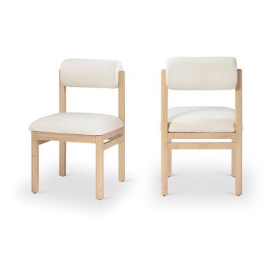 Meridian Furniture,Roundhill Linen Textured Fabric Upholstered Dining Chair, Set of 2