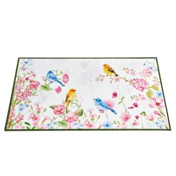 Collections Etc Floral Birds Colorful Printed Skid-Resistant Accent Rug 2X4 FT