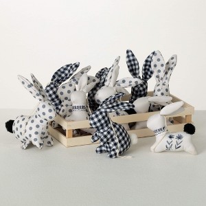 3" Patterned Textile Bunny - Set of 12  Black - 1 of 3
