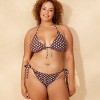 Women's Low-Rise High Leg Cheeky Side-Tie Bikini Bottom - Wild Fable™ Brown Polka Dot - 3 of 3