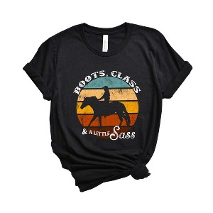 Simply Sage Market Women's Boots Class and A Little Sass Short Sleeve Graphic Tee - 1 of 3