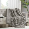Gracie Mills Ashlee Modern Solid Ruched Fur Throw Blanket - 2 of 4