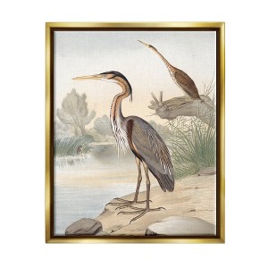 Stupell Industries Wild Heron Birds Perched Scenic Grassy CreekFloater Canvas Wall Art - 1 of 4