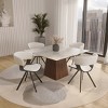LeisureMod Upholstered Dining Chair in Leather/Velvet Poplar Wood Frame Nymia Series - 3 of 4