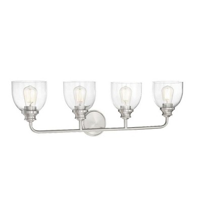 Satin Nickel 4-Light Vanity with Clear Glass Shades