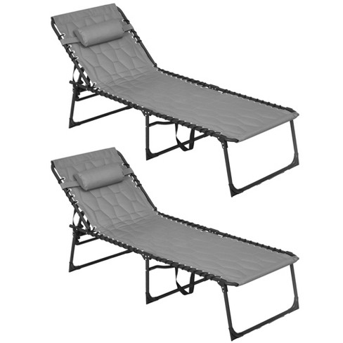 Outsunny Folding Chaise Lounge Set With 5-level Reclining Back, Outdoor ...