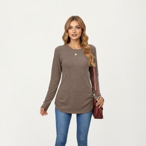 Anna-Kaci Women's Long Sleeve Crew Neck Top with Relaxed Fit and Soft Knit Fabric - 1 of 4