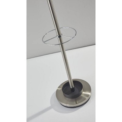Tall Silver Steel Coat Rack with Umbrella Stand and Black Accents