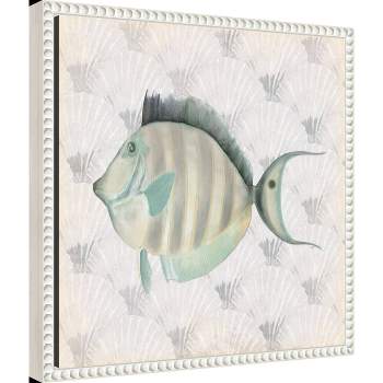 Amanti Art 16"x16" Neutral Vintage Fish I by Elizabeth Medley Framed Canvas Wall Art Print