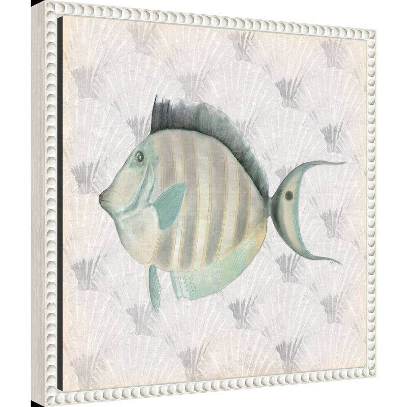 Amanti Art 16&#34;x16&#34; Neutral Vintage Fish I by Elizabeth Medley Framed Canvas Wall Art Print, 1 of 7