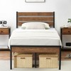 Platform Bed Frame with Rustic Wood Headboard, Bed Frame Queen with Strong Metal Slats Support, Under Bed Storage - 4 of 4
