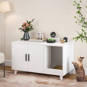 Aortzio 33.5"W 2-in-1 Side Table&Hidden Cat Litter Furniture with Scratching Mat,No Litter Box - 1 of 4