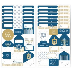 Big Dot of Happiness Happy Hanukkah - Assorted Chanukah Holiday Party Gift Tag Labels - To and From Stickers - 12 Sheets - 120 Stickers - 1 of 4