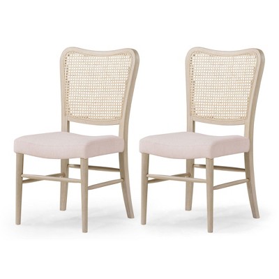 Maven Lane Vera Classical Fabric Wooden Dining Chair, Set of 2