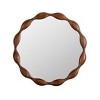 Racxily 32.28" Round Wood Mirror, Waved Irregular Farmhouse Design for Living Room & Hallway, Brown - 2 of 4