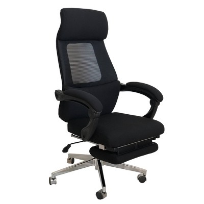 Position Lock Ergonomic Swivel Office Chair with Fabric Seat and Retractable Footrest Black - The Urban Port