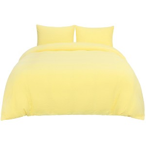 PiccoCasa Washed Brushed Microfiber Soft Duvet Cover Set 3 Pieces including 2 Pillow Cases - 1 of 4