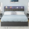 AMERLIFE Lift Up Bed Frame with Linen Upholstered & LED Light & Storage Headboard - 3 of 3
