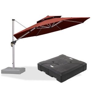 PURPLE LEAF 10/11/12/13ft Outdoor Patio Cantilever Umbrella with Base Offset Umbrella 360 Degree Rotation Round Umbrella for Deck Pool Garden - 1 of 4