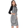 Coolmee Women's Casual Maxi Dress 3/4 Long Sleeve Stripe Slim Pullover Hoodie Long Dress with Pocket - 2 of 4